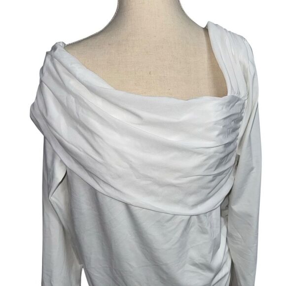 NWOT Solid White long Sleeve One Shoulder bodysuit size 3X overlay Top Dressy - Picture 6 of 11